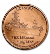 Mince - 1  oz Měděná -US Navy: USS Missouri