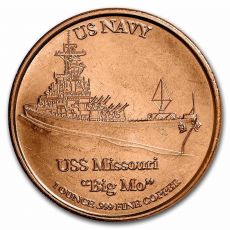Mince - 1  oz Měděná -US Navy: USS Missouri