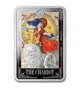 Stříbrná mince Tarot- The Charlot ( Vůz ) 1 Oz 2 $ 2022 Niue