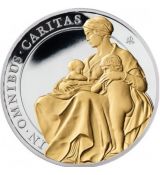 Stříbrná mince Charita (Caritas) 1 Oz 1 £ 2022 Sváta Helena se zlatým plátem