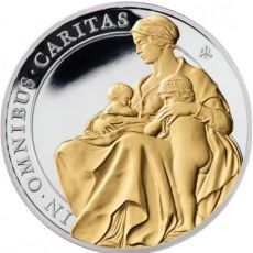 Stříbrná mince Charita (Caritas) 1 Oz 1 £ 2022 Sváta Helena se zlatým plátem