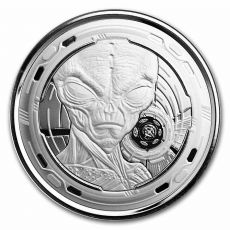 Stříbrná mince 5 Cedis Space Alien (UFO) 1 Oz 2022 Ghanská republika