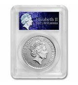 Stříbrná mince Britannia PCGS (Queen Label) 1 Oz 2 libry 2023 Velká Británie