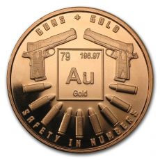 Měděná mince Guns and Gold (zbraně a zlato) 1 Oz