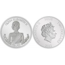 Stříbrná mince Královna Alžběta II 1926-2022 1 Oz 2 NZD Niue 2023