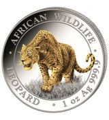 Stříbrná mince Leopard 1 Oz 100 shillings 2023 Somálsko Colorized