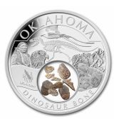 Stříbrná mince kosti dinosaura Oklahoma (Dinosaur Bone) 1 Oz 2023 USA