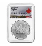 Stříbrná mince Maple Leaf MS-69 NGC 1 Oz Kanada 2023