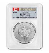 Stříbrná mince Maple Leaf MS-69 PCGS 1 Oz Kanada 2023