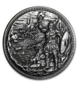 Stříbrná mince Ultra High Relief Round - Dragon vs Vikings 5 Oz