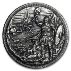 Stříbrná mince Ultra High Relief Round - Dragon vs Vikings 5 Oz