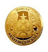 Koruna svatého Václava - pamětní medaile zušlechtěná ryzím zlatem