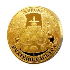 Koruna svatého Václava - pamětní medaile zušlechtěná ryzím zlatem