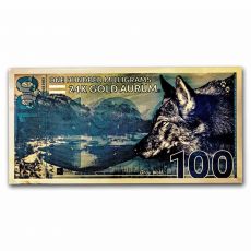 Zlatý slítek Gold Aurum Note Vlk – 100 mg (2023 Gray Wolf, 24K) 2023