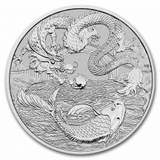 Stříbrná mince Myths & Legends: 1 oz Silver Dragon & Koi BU 2023