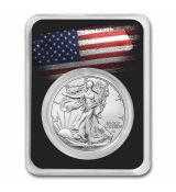 Stříbrná mince Eagle – s americkou vlajkou, černá karta TEP 1 Oz 2023