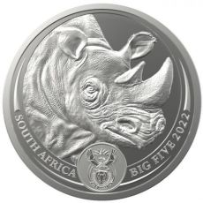 Stříbrná mince Big Five II - Nosorožec 1 Oz 2022 Jižní Afrika