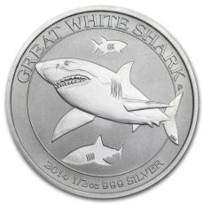 Stříbrná mince Great White Shark 2014 Australia 1/2 oz Žralok bilý