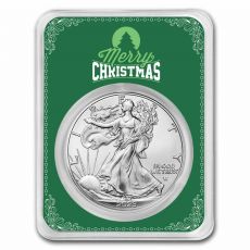 Americký stříbrný orel - se zeleným veselým vánočním přáním (Eagle) 1 Oz 2023