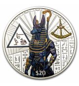 Sierra Leone 2 oz stříbrní egyptské bohové: Anubis (barevný) 2023 GB BU