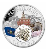 Stříbrná mince Treasures of the US Pennsylvania Pyrite (barva) USA Native 2023