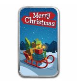 Stříbrný slítek Merry Christmas Sleigh 1 Oz Colorized  USA