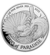 Stříbrná mince 2022 Bird of Paradise 1 Oz Papua-Nová Guinea 2022
