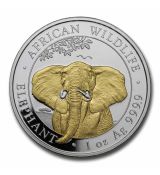 Stříbrný slon (pozlacený) 1 Oz Somálsko 2021 BU
