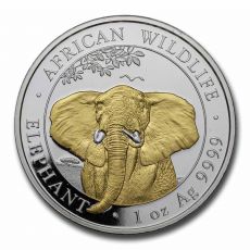 Stříbrný slon (pozlacený) 1 Oz Somálsko 2021 BU