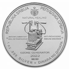 Stříbrná minve 100 dinárů Nikola Tesla: Generátor ozónu 2022 Srbsko 1 oz BU
