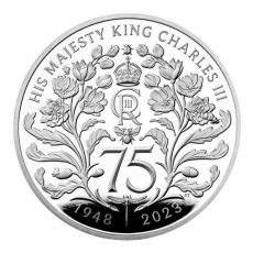 Stříbrná mince 75. narozeniny krále Karla III (Charles III) 2023 1 Oz