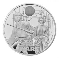 Stříbrná mince Luke Skywalker a princezna Leia 1 Oz 2023 Velká Británie