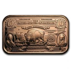 Mědění slitek replika bizoních bankovek v hodnotě 10 dolarů 1 Oz