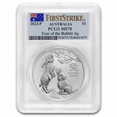 Lunar Rabbit MS-70 PCGS (FS, Flag Label) Králík 2023 AUS 1 oz