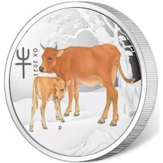 Rok Buvola 1 Oz Lunar Ox BU Stříbrná mince 2021