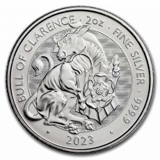 Silver Royal Tudor Beasts The Bull of Clarence 2 Oz GB 2023 Býk BU