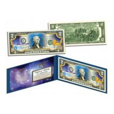 LEV - Horoskop Zodiac - Pravé zákonné platidlo Colorized US $ 2 Bill