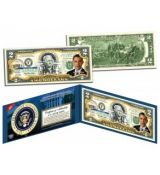 BARACK OBAMA 44. prezident USA * Prezidentská řada #44 * Pravé zákonné platidlo Colored US $2 Bill