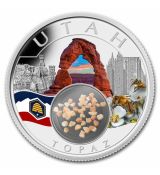 Treasures of the US Utah Topaz (Colorized) 1 Oz 2024 Native Mint