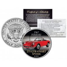 1967 FERRARI – 275 GTB-4 NART SPYDER – nejdražší auta prodaná v aukci – Americká mince JFK Half Dollar