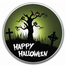 1 oz Silver Colorized Round - (Happy Halloween "Graveyard")